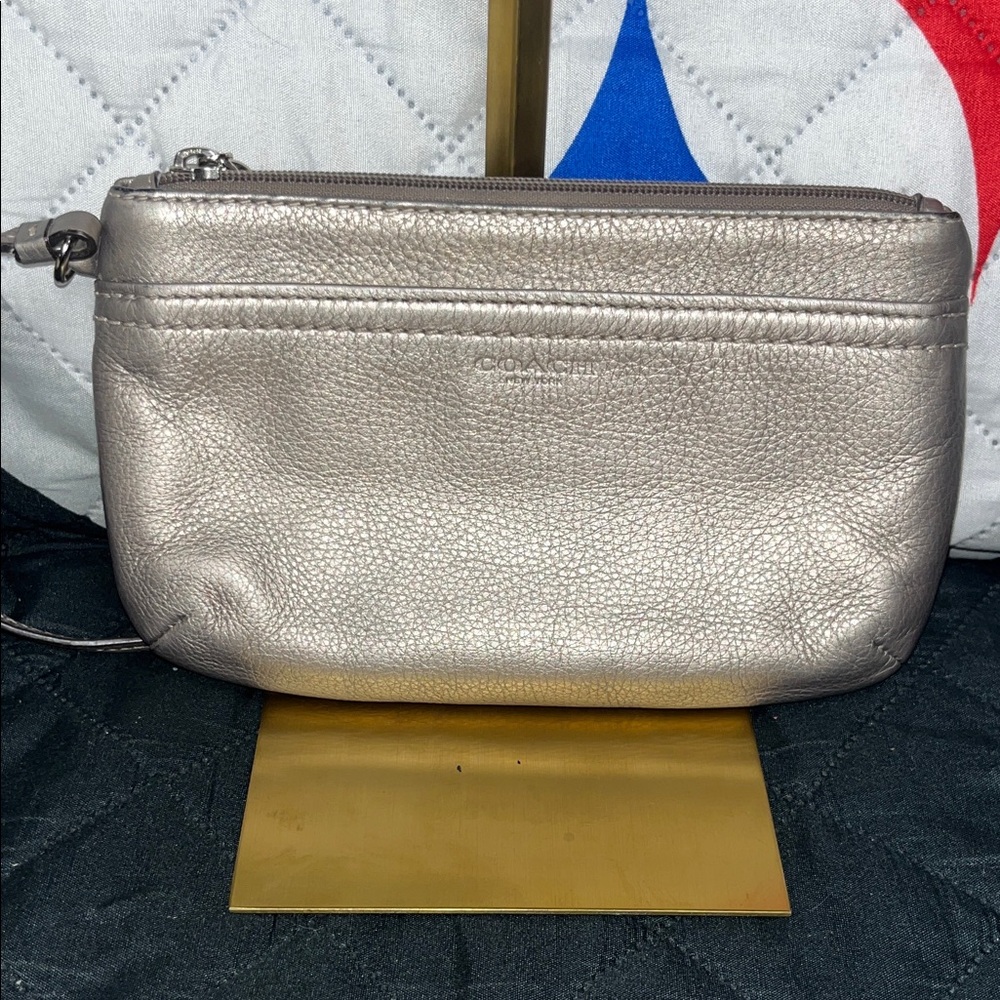 Coach Shimmering Silver Wristlet